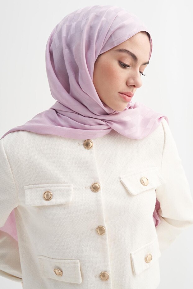 شال من الحرير الإيطالي من Cube Stripe Jacquard أرجواني
