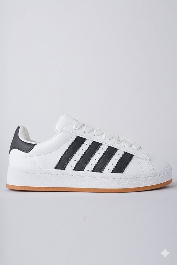 Women's White Black Stitched Sole Comfortable Guaranteed Sneaker Sports Shoes