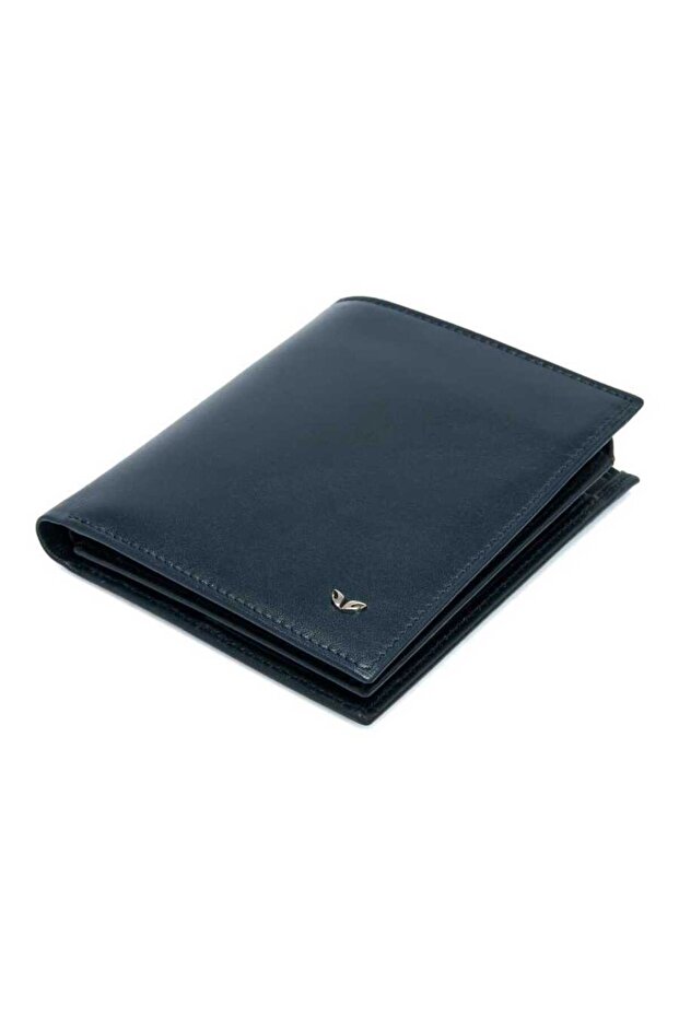 Navy Blue Genuine Leather Men's Wallet - S1Ce00001339-H86