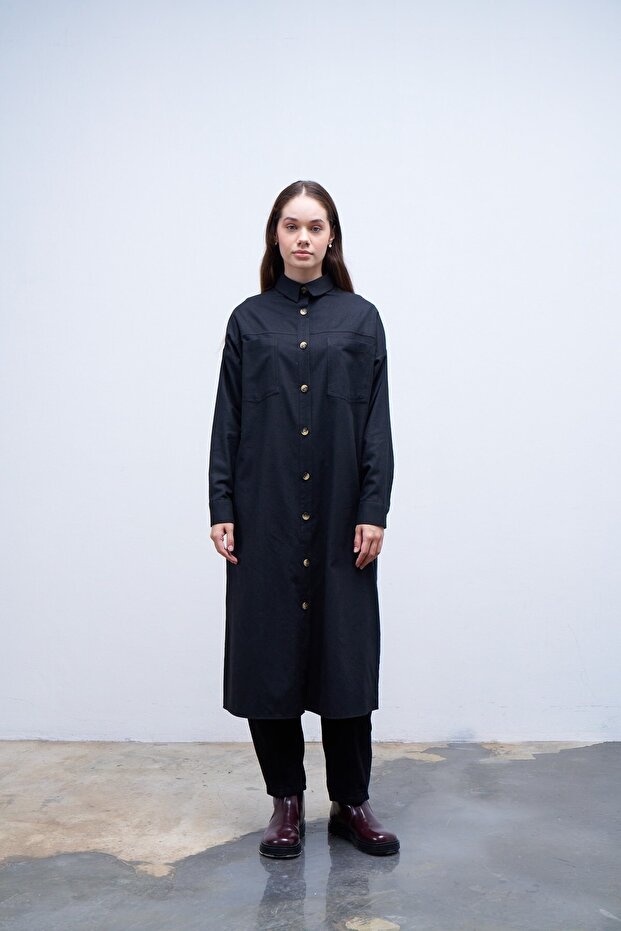 Kuşaklı Gömlek Siyah - 3