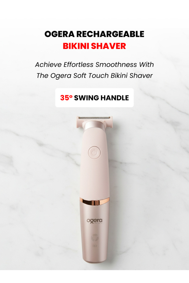 Soft Touch Bikini Shaver for Sensitive Areas, 35° Swing Handle, T-Blade, One-Touch Switch