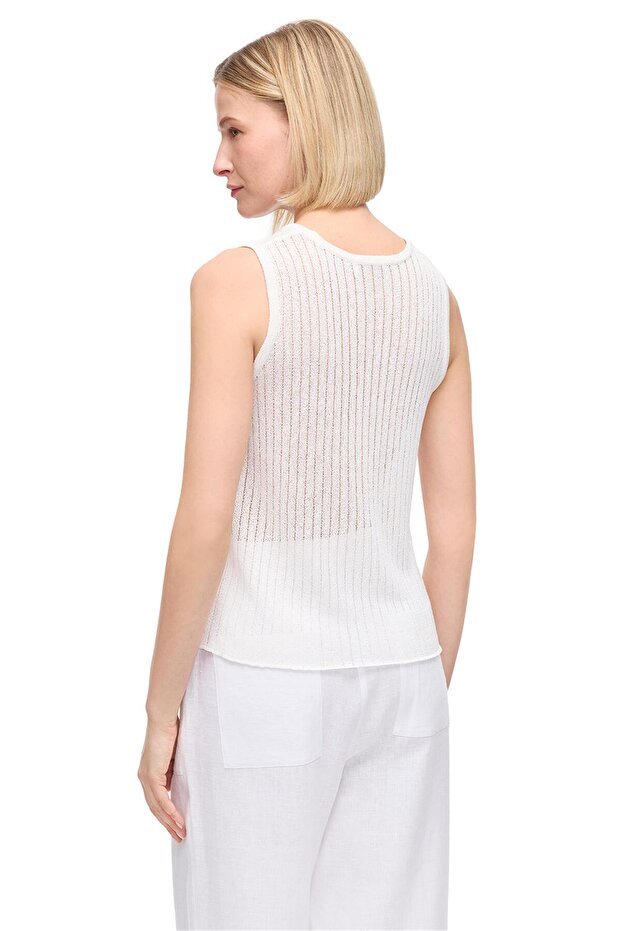 Ekru Rahat Kalıp Triko Bluz - 4