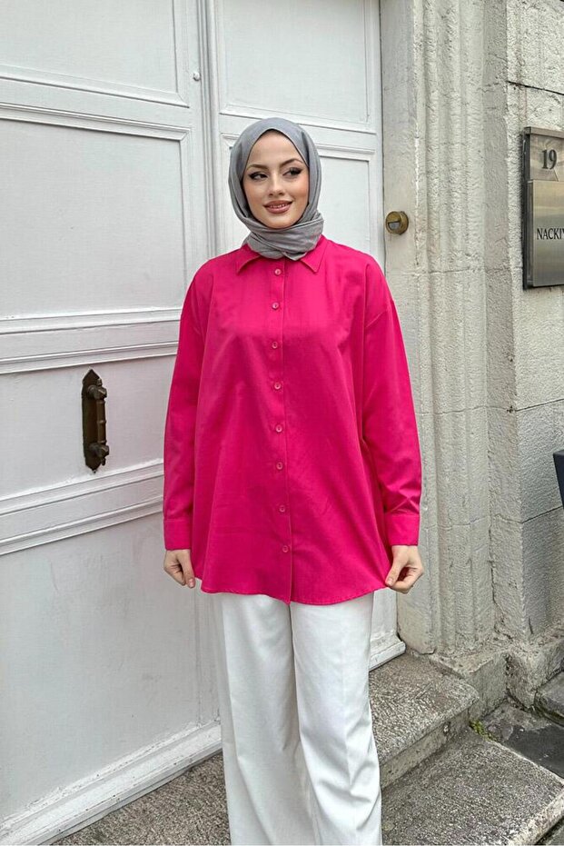 Fuchsia Plain Basic Shirt - 3