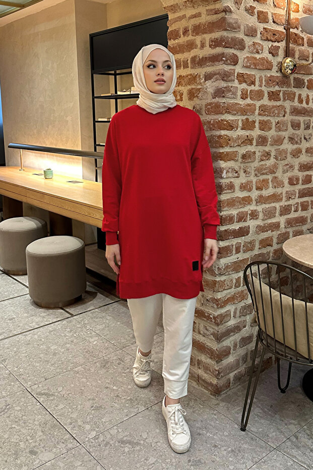 Minimal Düz Basic Sweat - أحمر - 7