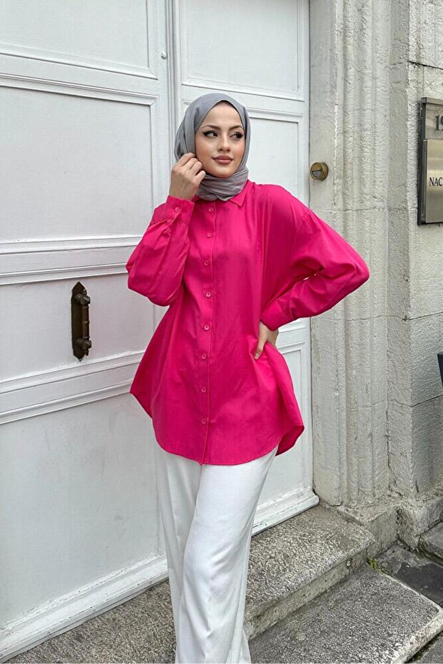 Fuchsia Plain Basic Shirt - 2