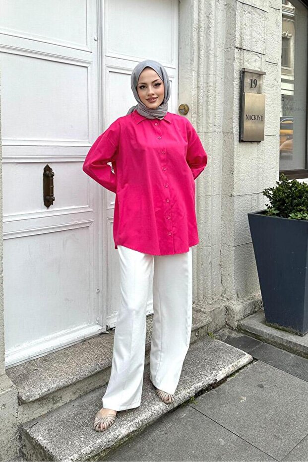 Fuchsia Plain Basic Shirt - 7