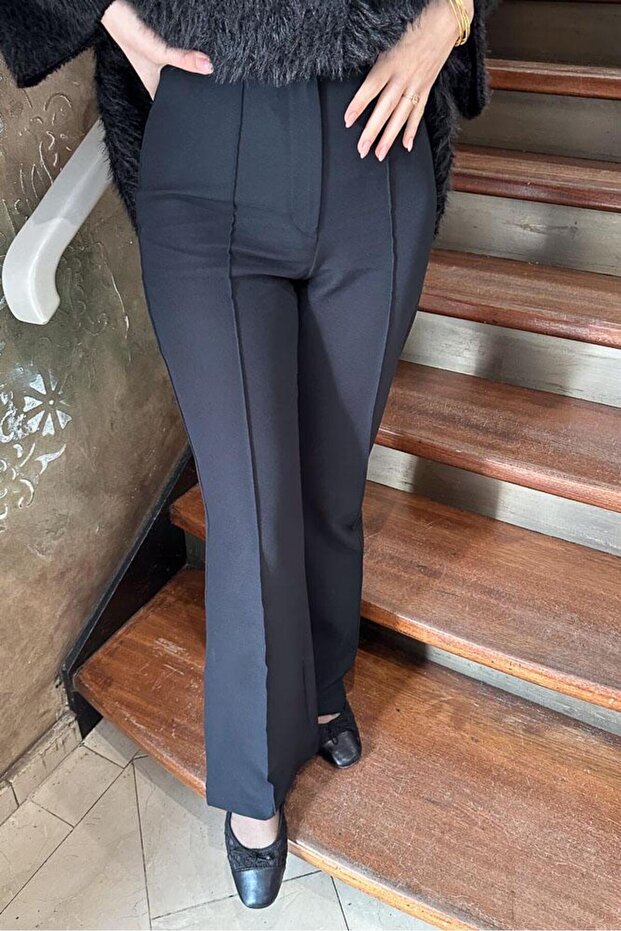 Gwen Front Stitched Trousers - Black