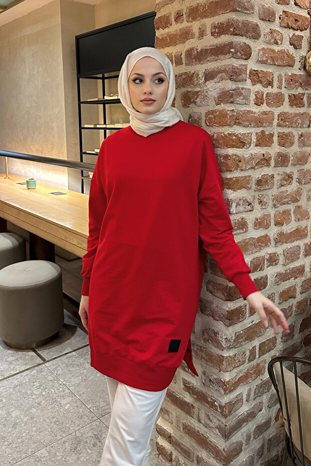 Minimal Düz Basic Sweat - أحمر - 6