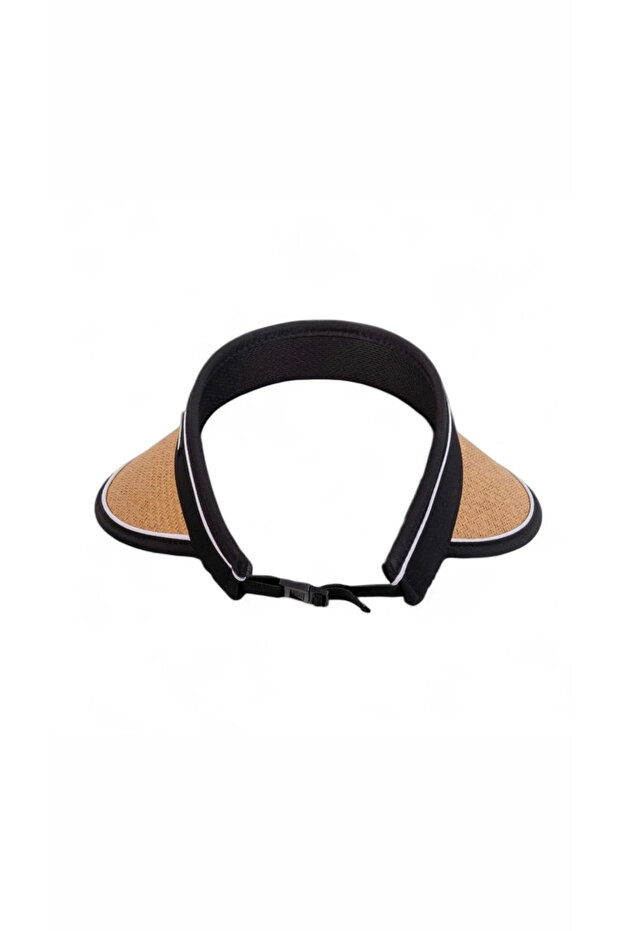 قبعة من القش مع حاجب شمسي مرن قابل للتعديل - 4