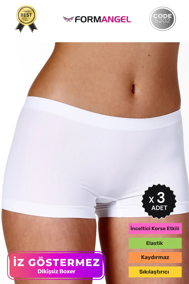 Women's Panties Boxer Gathering and Shaping Seamless Non-Slip Seamless Boxer Underwear 3 Pieces