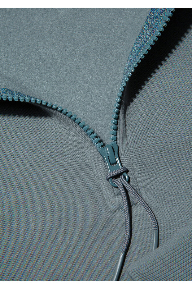 Yarı Fermuarlı Yeşil Basic Sweatshirt 0S10278-71577 - 6