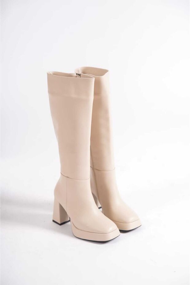 MLT0030-2301 WOMEN'S DAILY PLATFORM SKIN BOOTS /BEIGE/39