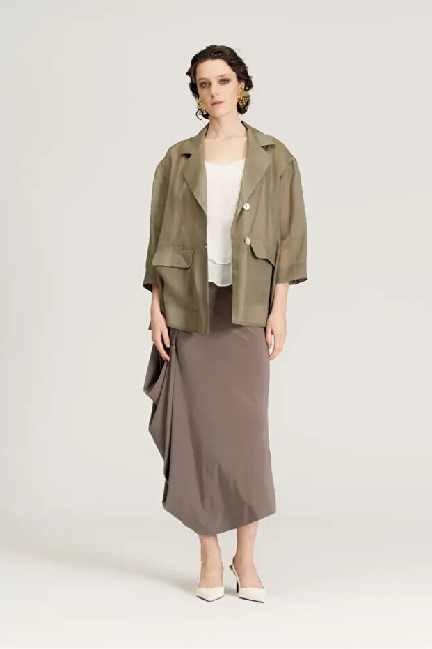 Keten Ceket - Haki - 2