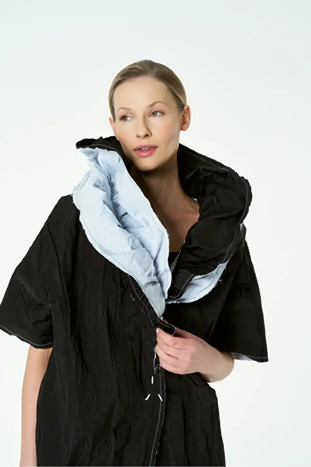 Çift Kat Tafta Yelek - Siyah - 5