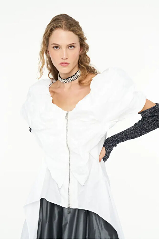 Tafta Tunik - Beyaz - 3