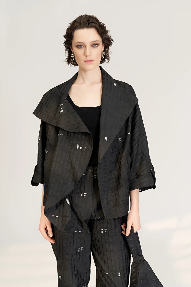 Varak Baskılı Ceket - Siyah - 2