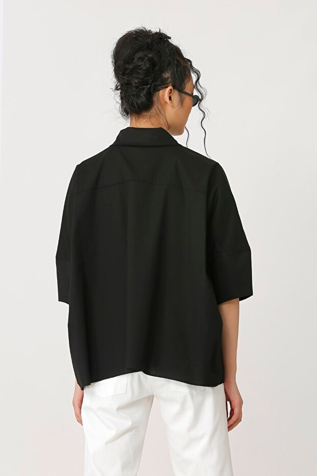 Çift Yakalı Gömlek - Siyah - 3
