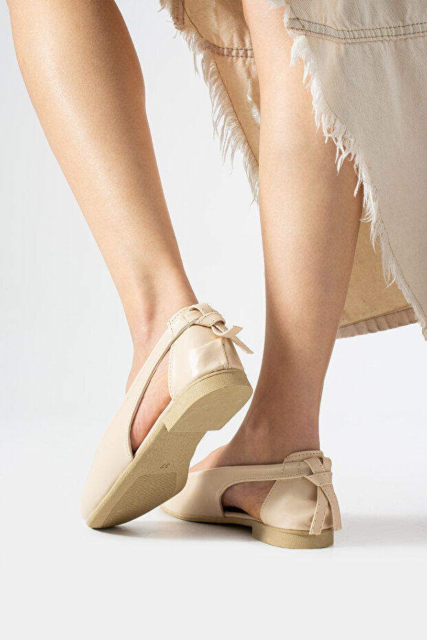 Bej Cilt Yanı Açık Sandalet - 7