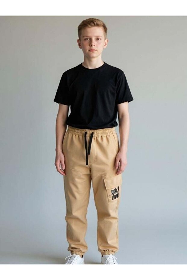 Boys' Soft Textured Cotton Elastic Leg Sweatpants Bottom