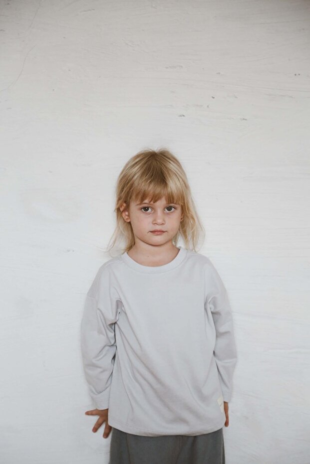 Μακρυμάνικο γκρι Basic μπλουζάκι - 4