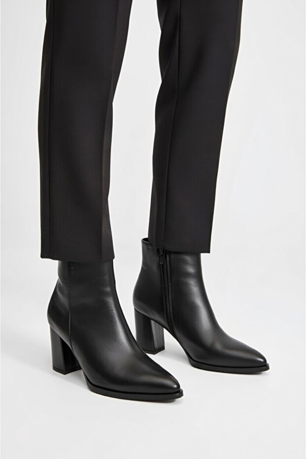 Hakiki Deri Topuklu Kadın Bot - 5