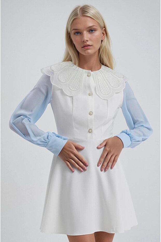 Rochie evazată cu guler cu perle 2995 - 1