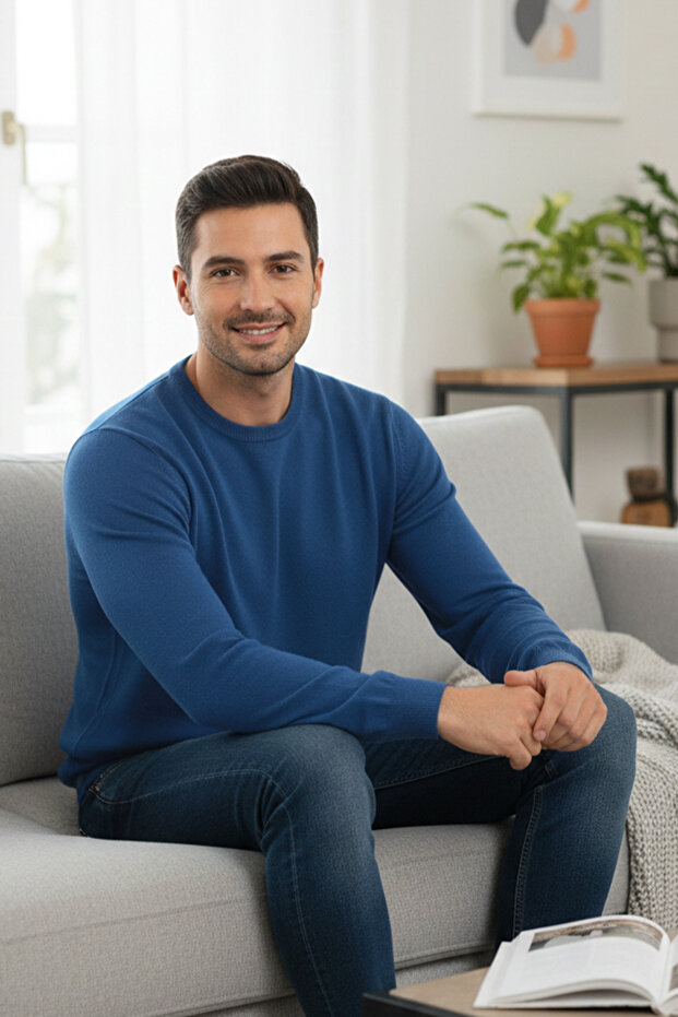 سترة رجالية ناعمة برقبة دائرية - 3