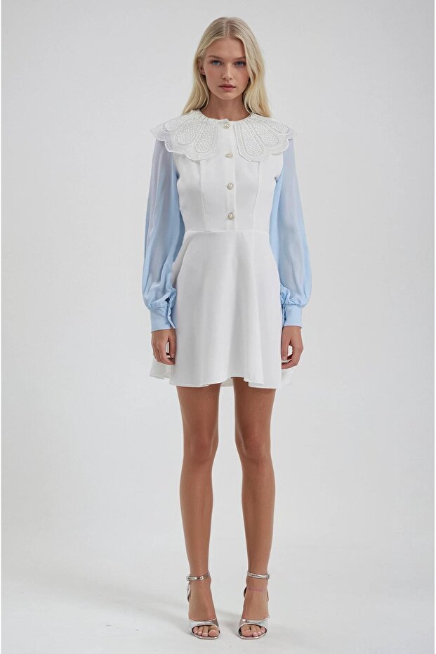 Rochie evazată cu guler cu perle 2995 - 2