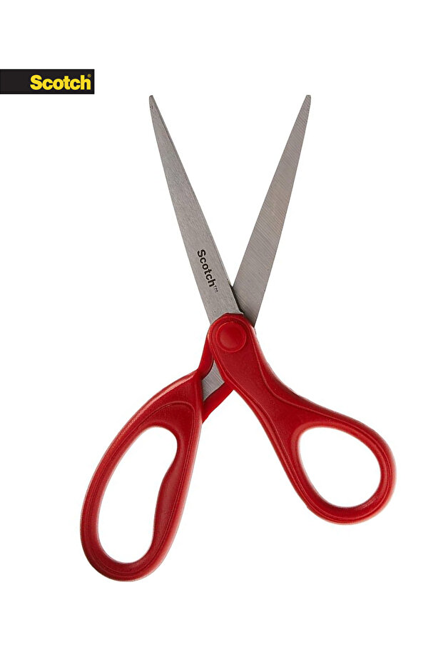 مقص منزلي ومكتبي 7 بوصة - شفرات من الفولاذ المقاوم للصدأ، مقبض مناسب للاستخدام باليدين، أحمر - 2