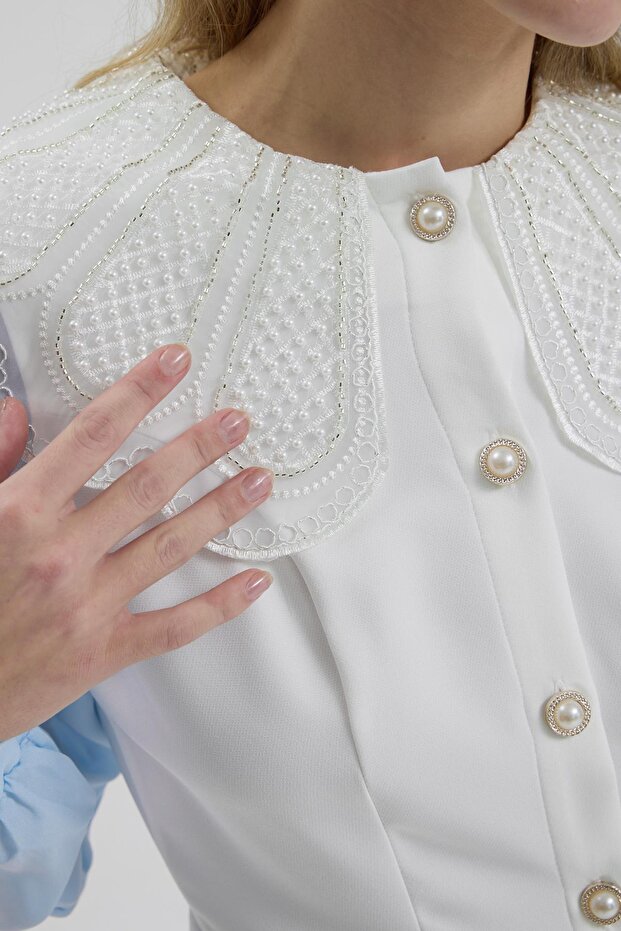 Rochie evazată cu guler cu perle 2995 - 3