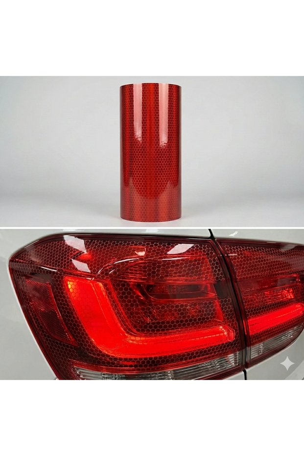 Honeycomb Patterned 3D Colormatic Headlight Film Stop Foil 1Mx30Cm Red