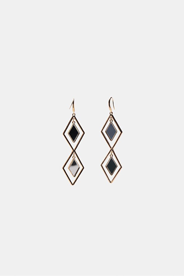 Mirror effect rhombus earrings - 1