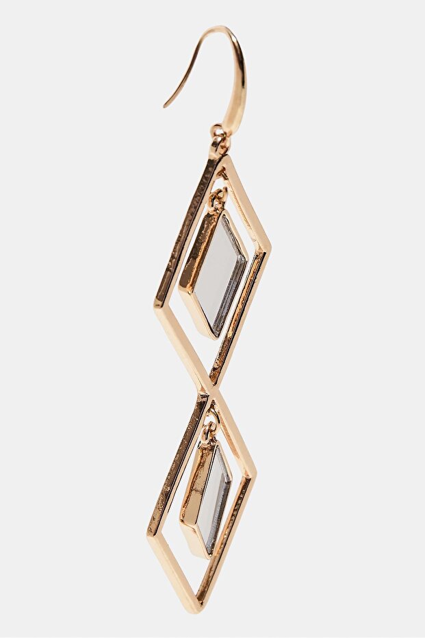 Mirror effect rhombus earrings - 5