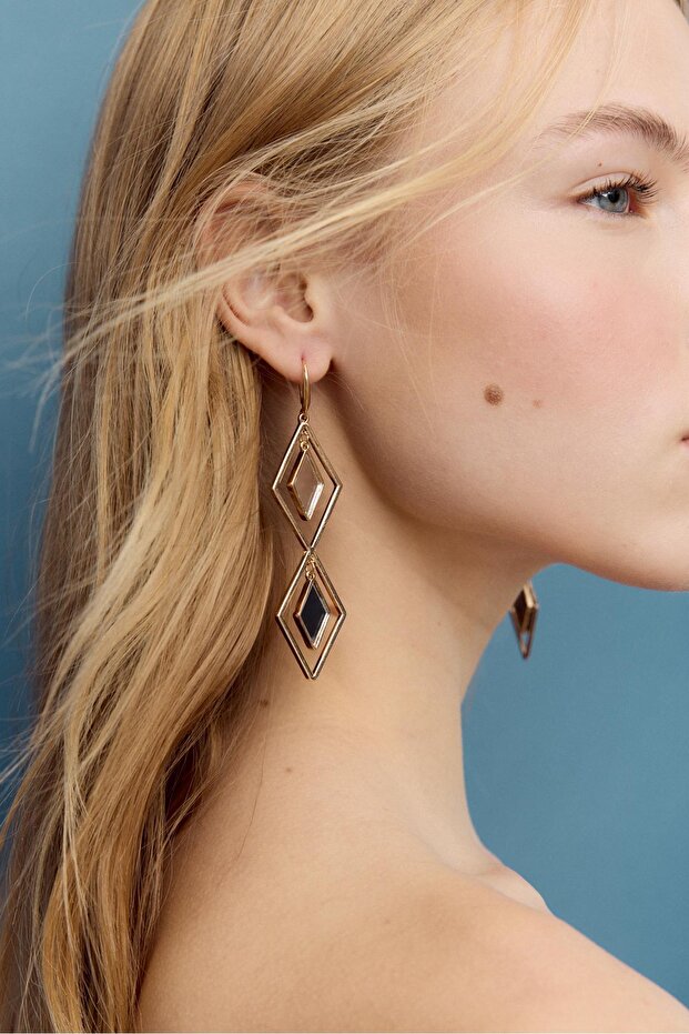 Mirror effect rhombus earrings - 4