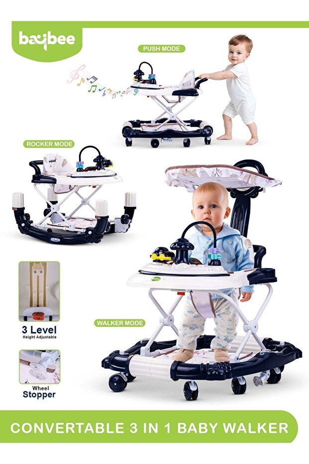 Bulba Baby Walker With Rocker for Baby, Activity Walker for Toddlers (Dark Blue)