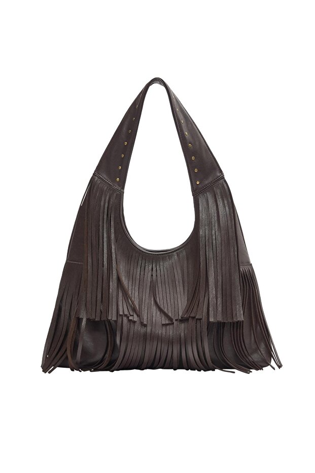 Püsküllü shopper çanta - 7