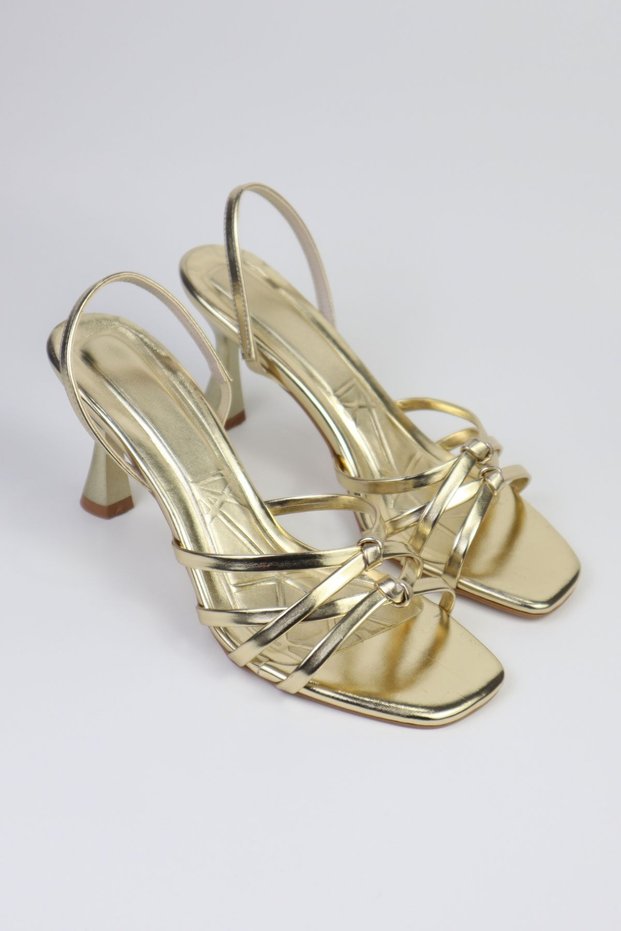 Women's Beige Heeled Slippers and Sandals