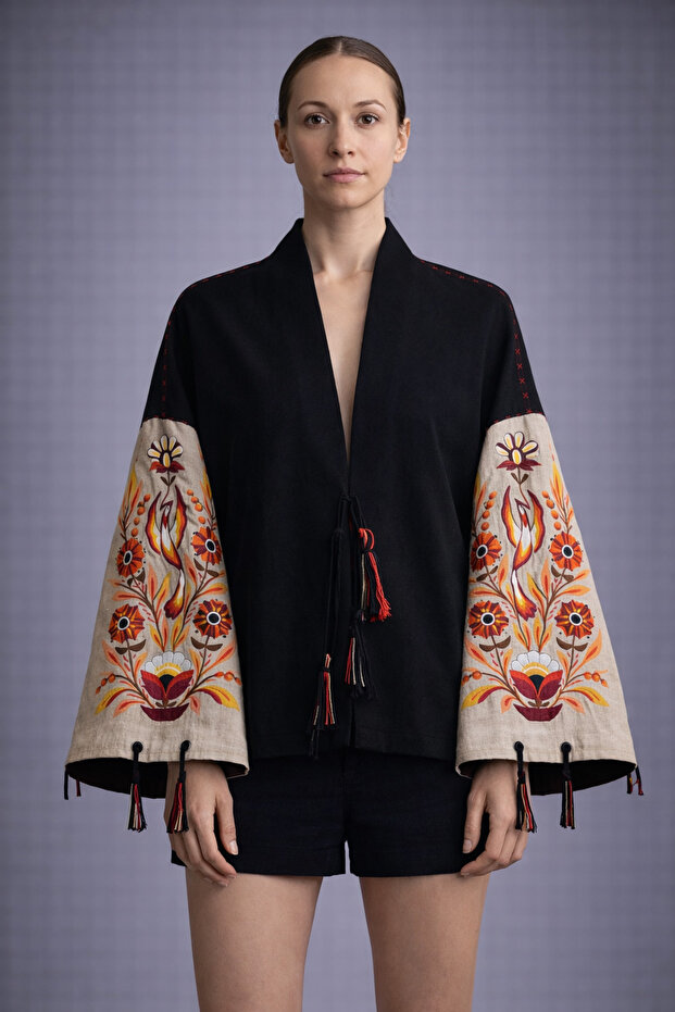 Nulivez Printed Black Kimono Jacket – Special Design Women's Jacket ...