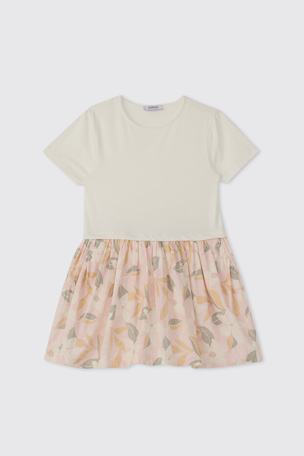 Kız Çocuk Örme Ekru Elbise - 1