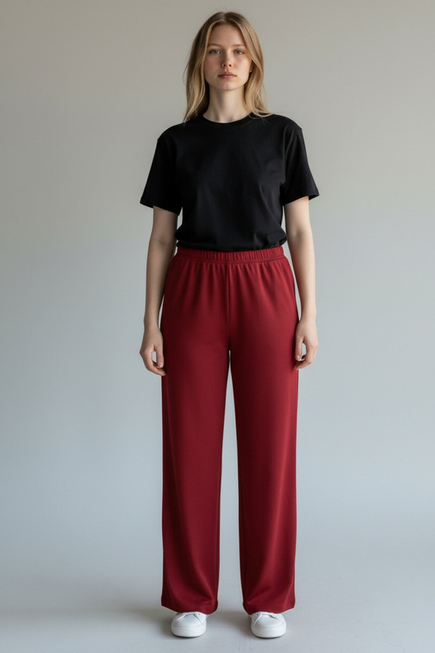 Women's Winter Red Fleece Single Bottom