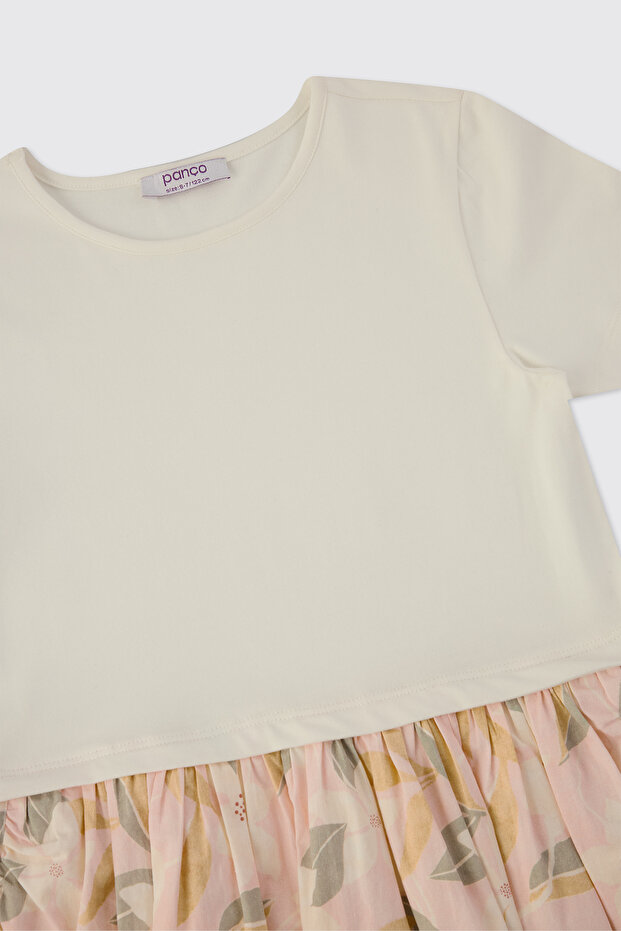 Kız Çocuk Örme Ekru Elbise - 3