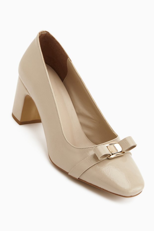 Lois Beige Buckle-Toe Women's Heeled Shoes
