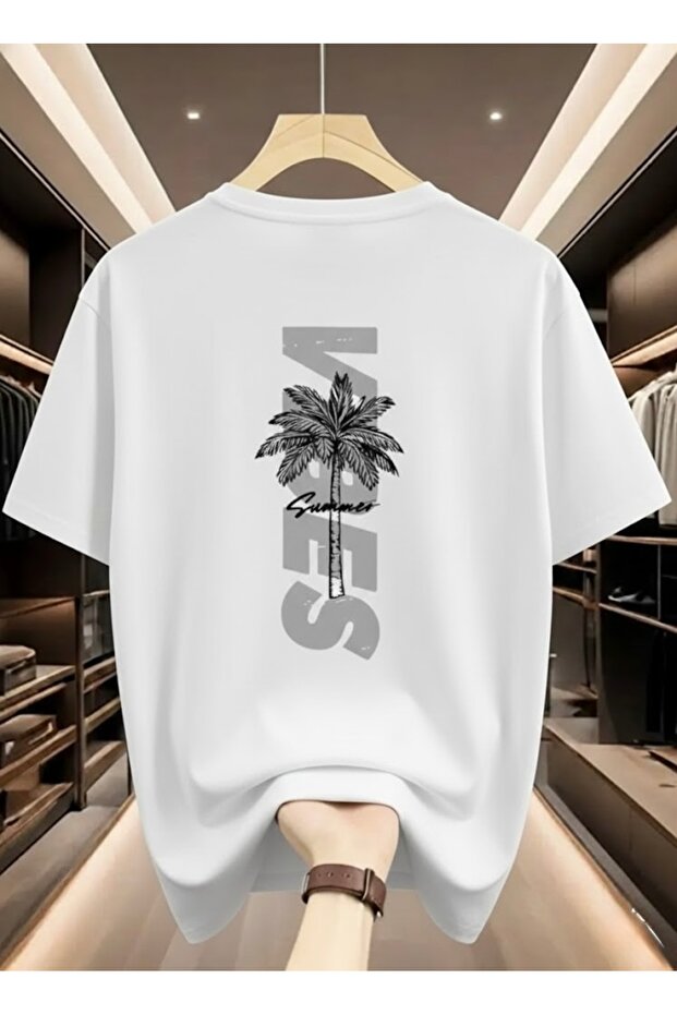 Vibes Back Printed Oversized Crewneck Unisex T-Shirt
