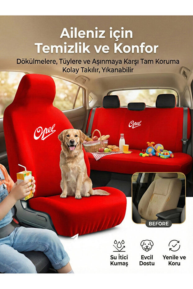 Seat Cover Basic Set Compatible with Opel Adam 4 Piece Set - 2