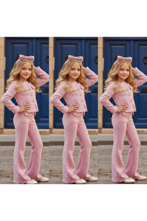 Girls' Pants Jacket Set Hair Clip Gift