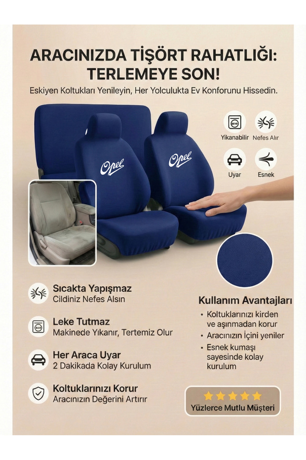Auto Seat Cover Compatible with Opel Movano Quick Use Basic Protection - 6