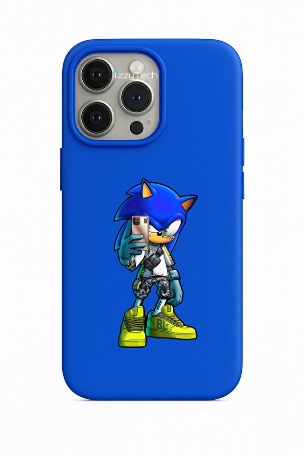 حافظة سيليكون زرقاء بنمط سونيك ذا هيدهوج متوافقة مع آيفون 16e - 1