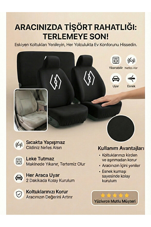 Practical Seat Cover Compatible with Renault Modus - 6