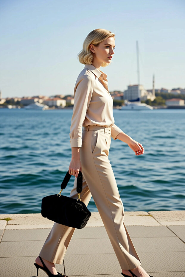 حقيبة نسائية بحزام كتف بنمط عادي ومقسمة إلى جزء واحد، ذات ملمس ناعم وهيكل مدمج - 2