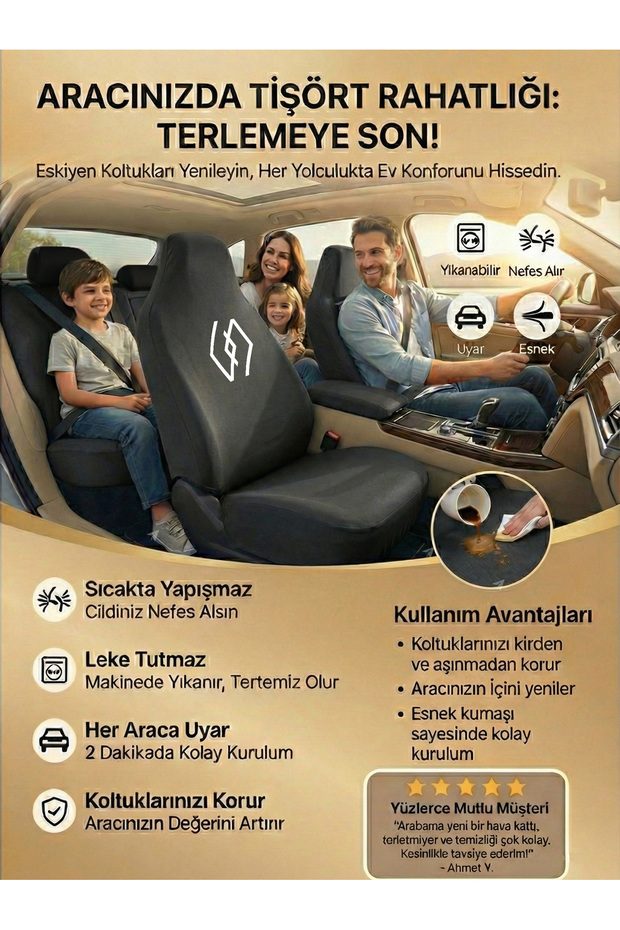 Practical Seat Cover Compatible with Renault Modus - 3